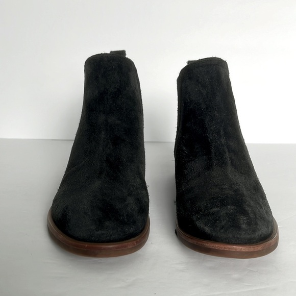 LUCKY BRAND $139 Pogan Chelsea Bootie Black Leather Suede Shoes Size 7.5 New - Picture 7 of 11